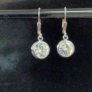 Beautiful round cz drop earrings set in Sterling silver.